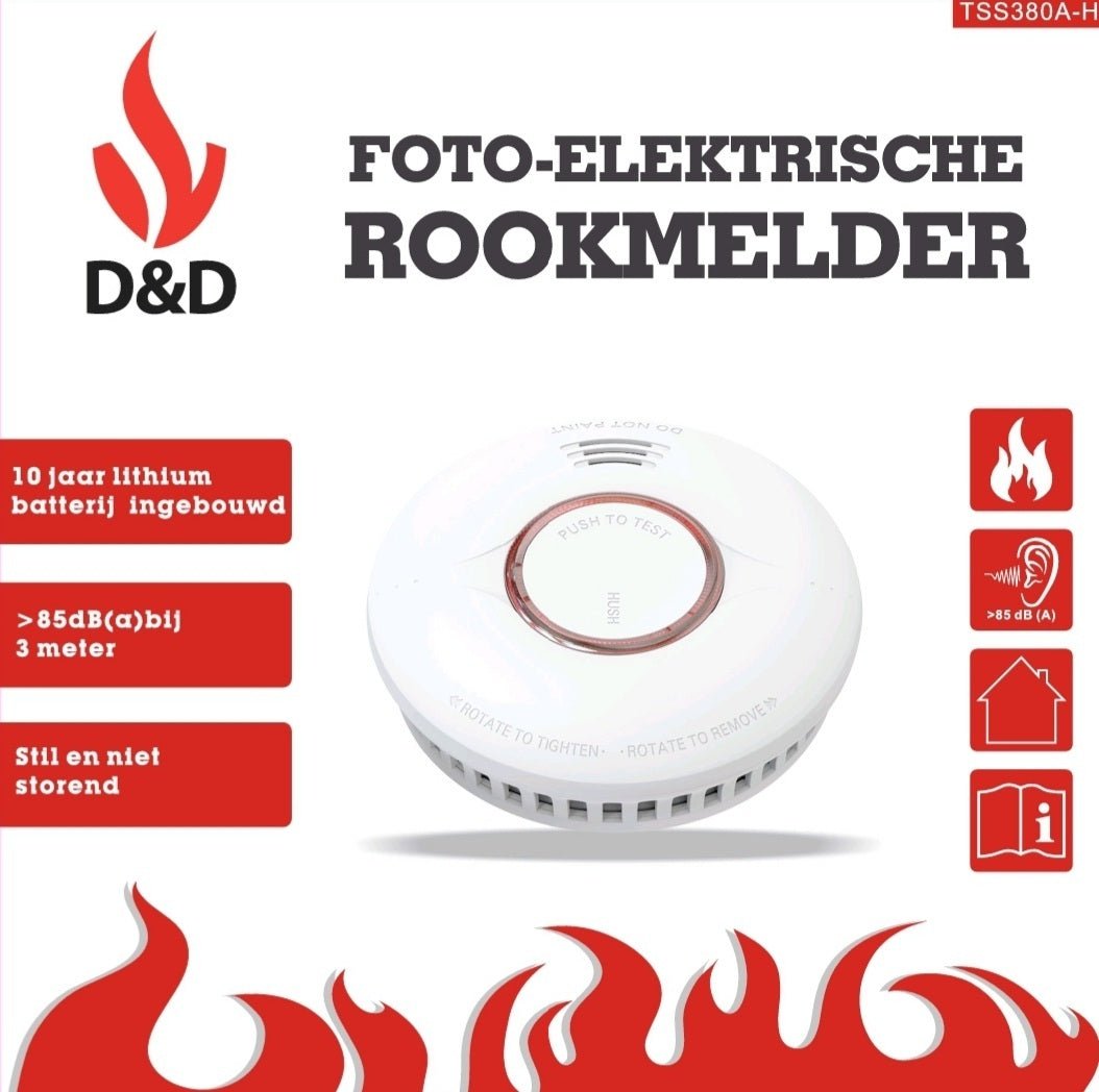 D&D Rookmelder TSS380A - H promo pakket S Met Q - Label - D&D Fireprotect